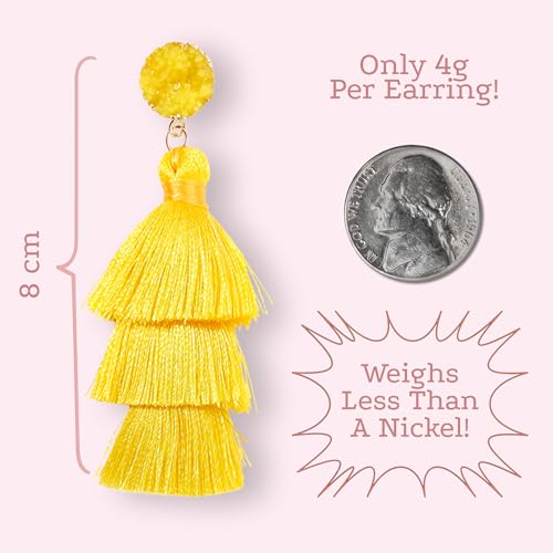 Tassel Earrings for Women - Colorful Layered Tassle Dangle Drop Earrings - color: Yellow