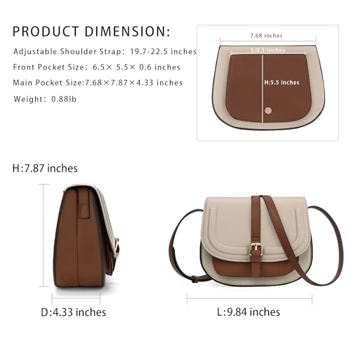 GOIACII Crossbody Bags for Women Saddle Purse Cute Shoulder Handbag Pebble Leather Brown - color: A03 Light Khaki