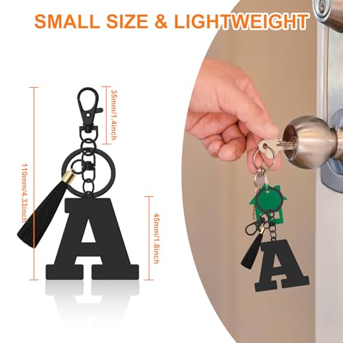 Oubaka Initial Monogram A-Z Keychain for Women, Cute Initial Letter Keychain with Tassel for Handbag Car Key Bag Keyring - color: Black-a