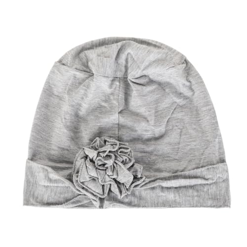Headwrap Turbans for Women - Twist Soft Floral Solid Caps Pre Tied Chemo Beanies Headwear Hat for Cancer - color: Gray