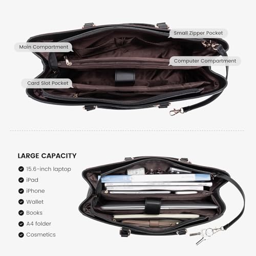 LOVEVOOK Laptop Tote Bag for Women, Office Work Bag Briefcase fit for 15.6 inch Laptop, Large Capacity Teacher Computer Bag Handbag Black/Purple - color: Black/Purple 15.6 Inch, size: 15.6 inch