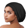 Alnorm Cozy Satin Lined Slouchy Beanie Cap with Soft Elastic Band for Women Black - color: Black