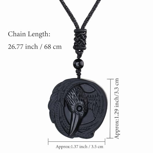 Obsidian Tree of Life Necklaces Orgonite Healing Crystal Stone Pendant Necklace for Spiritual Healing and Meditation Energy Talisman Sacred for Men Women - color: Eagle
