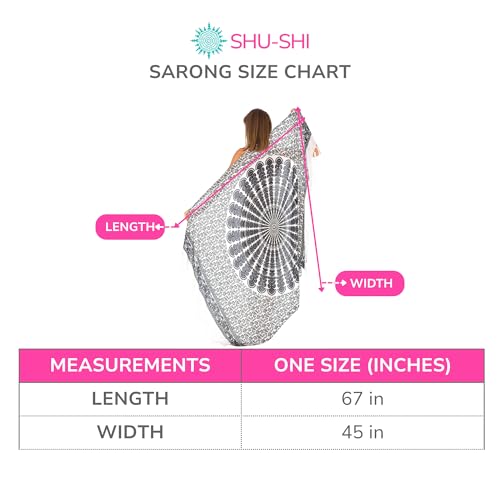 SHU-SHI Sarong Wraps for Women Long Beach Cover ups Pareo Bathing Suit Wrap Skirt Mandala Sarongs Coverup - color: Black/White