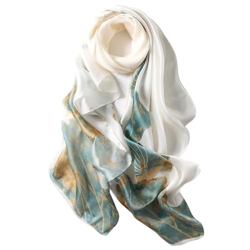 vimate 100% Large Silk Feeling Scarf-Women's Fashion Long Mulberry Silk Satin Neck Scarf Sunscreen Shawl Wrap Headscarf - color: Style 04