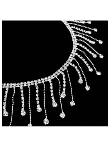 WDIRARA Women's Sparkly Rhinestone Waist Chain Belt Tassel Chain Party Club Waist Accessories - size: Large