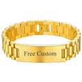 Custom Mens Bracelet Personalized Watch Band Engraved Name Bracelets for Men Customized ID Cuff Wristband Gift for Dad Husband - style: Gold - 1.0cm