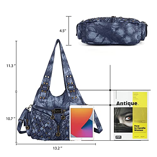 Angel Barcelo Purses for Women Large Shoulder Bag Soft Hobo Bags for Women - color: J.blue