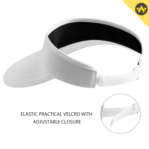 WANDER Sun Visor Hats for Women Wide Brim UV Protection Adjustable Large Golf Beach Cap Packable Travel Sport Visor - color: White