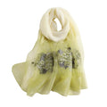WINCESS YU Women Mulberry Silk Scarf Long & Large Embroidered Floral Pattern Shawl and Wraps Neckerchief for Hair & Neck - color: Gradient Light Green