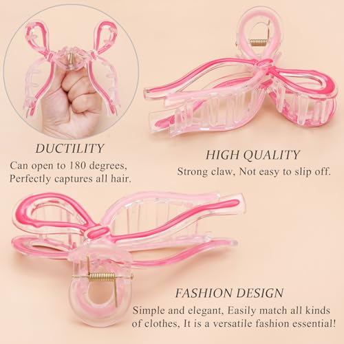 4 Pcs Bow Hair Clips Elegant Hair Claw Butterfly Hair Accessories for Girls Nonslip Butterfly Clips Hair Styling Accessories for Women - color: 4 Pcs-Rainbow Style
