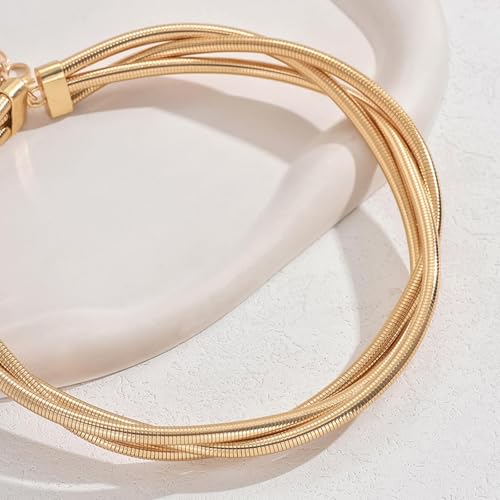 Chunky Chain Necklaces Women Statement Collar Necklace Gold Flat Snake Chain Choker Ribbed Design for Party, Dress Jewelry Gifts - color: A14
