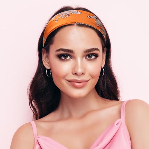 Sumolux Head Hair Scarf for Women Like Satin Silk Scarf Bandana Hair Wrapping Night Large Square Scarves 27.5" - color: Orange Horse