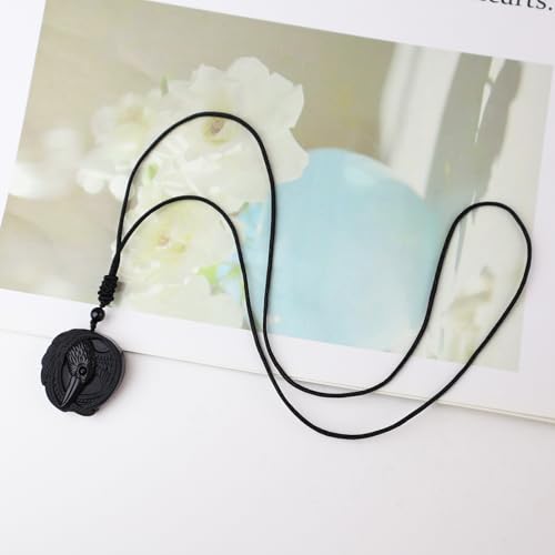 Obsidian Tree of Life Necklaces Orgonite Healing Crystal Stone Pendant Necklace for Spiritual Healing and Meditation Energy Talisman Sacred for Men Women - color: Eagle