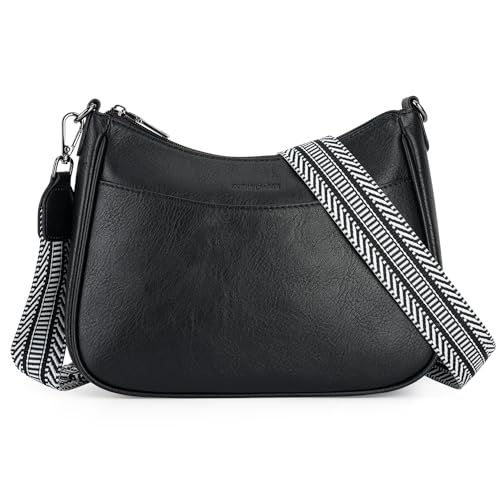 APHISON Trendy Leather Crossbody Purse with Adjustable Strap, Women's Shoulder Handbag - color: Black2