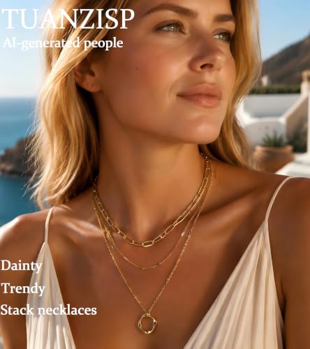 Gold Necklace Stack for Women, Layered Gold Necklaces Set,18K Gold Plated Simple Dainty Gold Chain Choker Necklaces Trendy Jewelry Gifts for Women - color: S03