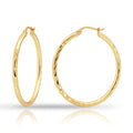 Hoops & Loops 925 Sterling Silver Diamond-Cut Hoop Earrings for Women, 2mm Textured Lightweight Click Top Hoops, 15mm 20mm 25mm 30mm, Silver 14k Yellow Gold & Rose Gold Flash Plated - color: Gold - 30mm (1.2'')