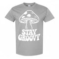 Stay Groovy Mushrooms T-Shirt– Retro Aesthetic Apparel – 100% Cotton Unisex Tee - color: Gray, size: 3X-Large