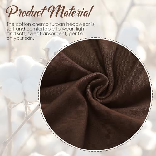 Geyoga Cotton Chemo Headwear Turban for Women Soft Elastic Cancer Hat Cancer Sleep Caps Head Wraps for Women with Hair Loss - color: Brown