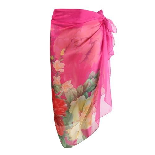 Womens Sexy Bohemian Floral Beach Cover Up Sarong Wrap Swimsuit Beachwear - color: A-rouge