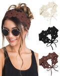 HAIMEIKANG Hippie Hair Bandanas Headbands for Women Boho Headband Knit Hair Bands Floral Head Wrap for Girls (Beige 2 + Black 2 + Brown 2) - color: Beige 2 + Black 2 + Brown 2