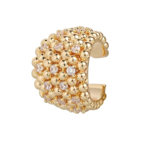 MEVECCO Ear Cuffs Non Piercing For Women 18K Gold Plated Turquiose Pearl Zircons Ear Cuff Earring Clip on Cartilage Fake Hoop Earrings Stack Jewelry Gifts - style: CZ