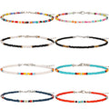 Starain 8-12Pcs Handmade Beaded Anklets for Women Boho Colorful Beads Ankle Bracelets Adjustable Foot Anklet Set