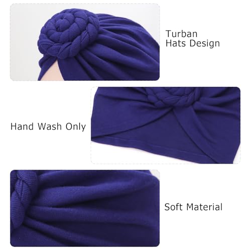 DRESHOW 5 Pack Knotted Headwraps for Women African Turban Pre-Knotted Beanie Headwraps Hair Covers - color: 5 Pcs Donut Flower: White, Yellow, Navy Blue, Dark Coffee, Black