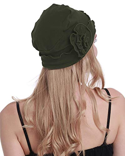 osvyo Chemo Headwear Turban Cap for Women - Cancer Beanie Hair Loss Sealed Packaging - color: Cotton-army-green