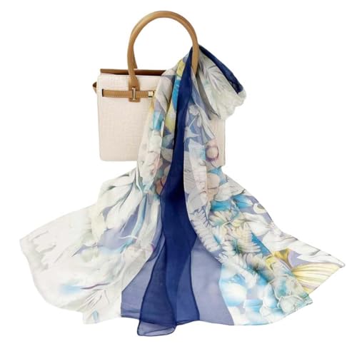 Xyueanlo Fashion Scarves for Women Lightweight Elegant Scarf Sunscreen Wraps Shawls - color: Navy Blue