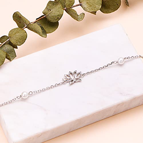 Anklets for Women S925 Sterling Silver Adjustable Beach Foot Ankle Bracelet Jewelry Gifts - style: Lotus