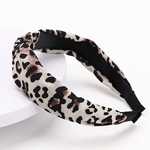 DRESHOW 8 Pack Knotted Headbands for Women Wide Turban Headband Yoga Exercise Ribbing Hair Hoop Hair Bands Accessories - color: 8 pcs: Ribbing, Pearl, Leopard Print B