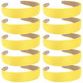 Wecoe 10 Pack Yellow Satin Headbands - 1.3 Inch Wide Non-Slip Fashion Hair Accessories for Women, DIY Holiday Costumes - color: Yellow