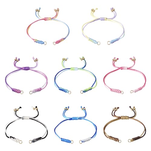 Adjustable Slider Bracelets Colorful Half Finished Bracelets Adjustable Beaded Bracelets DIY Friendship Bracelets for Women Jewelry Making Gifts Supplies - color: 8 Colors-Gradient