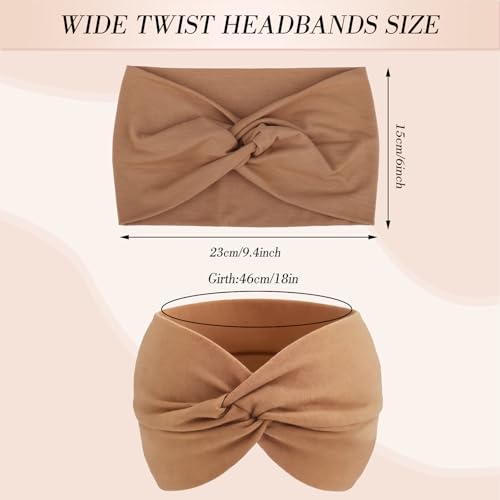 obeoby 6 Pack Wide Turban Headbands for Women Non Slip, 6inch Thick Head Wraps Knotted Hair Bands for Lady Large African Wide Hair Wrap - color: Brown series
