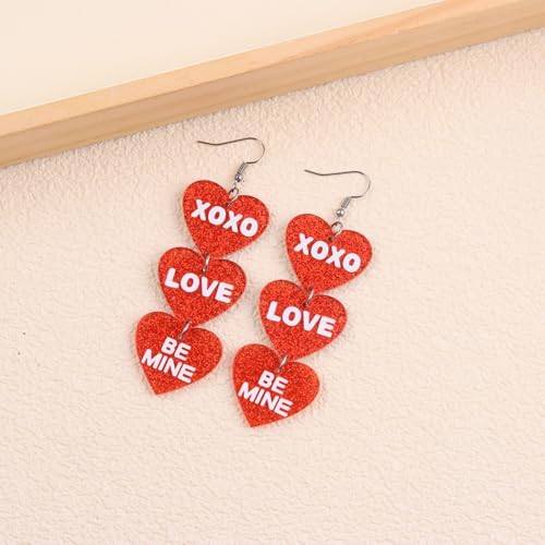 Colorful Shiny Love Heart Dangle Earrings Handmade Lightweight Glitter Acrylic Heart Shaped Hoop Earrings for Women Lovers Valentine's Day Mothers Day Party Jewelry Gifts - style: StyleG