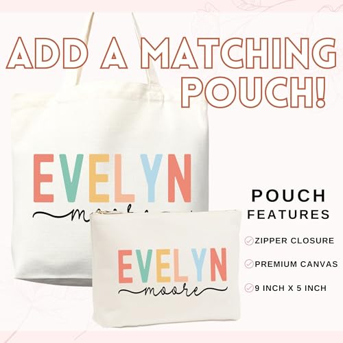 Personalized Custom Name Tote Bag - Premium Canvas, Reusable - Gift for Women, Bridesmaids, Teachers, Nurses - style: Large Bag