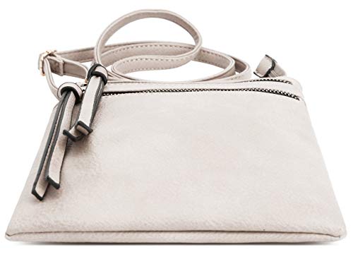 DELUXITY Crossbody Purse Bag Shoulder Bag Multi Pocket Zipper Purse - color: Beige
