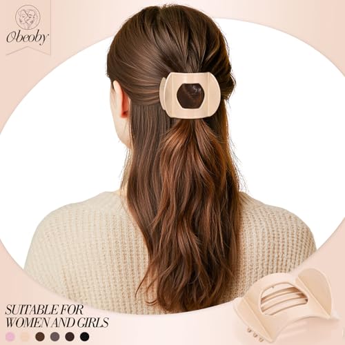 Obeoby 6 Pcs Flat Hair Clips, Medium Flat Claw Clips for Women Girls French Hair Barrettes Accessories - color: Multicolor