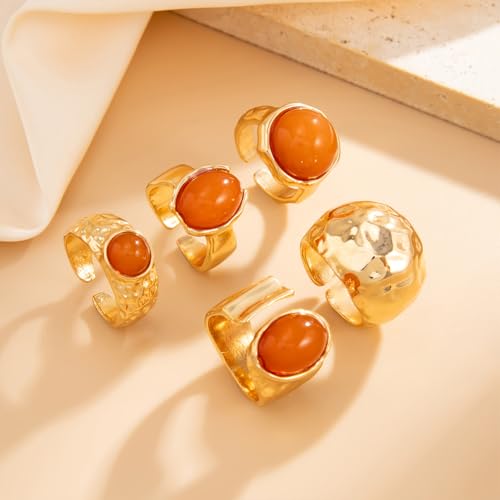 Dainty Crystal Gold Knuckle Ring Stackable Set for Women Non Tarnish, Statement Chunky Zircon Silver Midi Finger Thumb Rings Vintage Y2k Party Jewelry Gifts - color: Gold 2