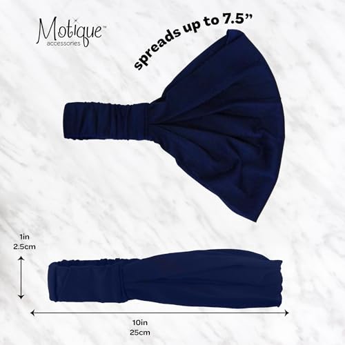 Motique Accessories Wide Cotton Head Band Solid Boho Yoga Style Soft Hairband for Women (Navy Blue) - color: Navy Blue