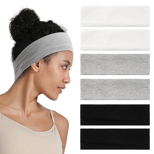 QIUTIMIY Headbands for Women Non Slip - 6 Pack Soft Stretchy Cotton Hair Bands for Women’s Hair – Fashion Sports Headbands for Yoga, Workout, Running, Gym, Daily Wear（Style 19） - color: Style 19