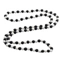 Punk Cool Colorful 8mm Wood Beads Chunky Strand Chunky Necklace Natural Wooden Chain Unisex Hip Hop Handmade African Statement Retro Bohemian Jewelry for Women Men - color: black white