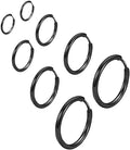 316L Surgical Stainless Steel Huggie Hoop Earrings 6mm 8mm 10mm 11mm 12mm 14mm Hypoallergenic Earrings Hoop Cartilage Helix Lobes Hinged Sleeper Earrings For Men Women - style: "(D6/8/10/12) THK 1.5mm V Black"