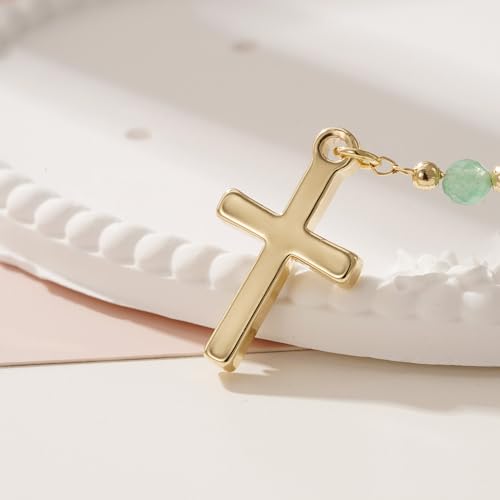 Turandoss Gold Cross Necklace for Women Girls Jewelry Gifts, Dainty 14K Gold Plated Cross Necklace Infinity CZ Holy Mary Medal Necklaces for Women Baptism Religious Faith Jewelry First Communion Gifts - color: Holy Mary medal cross necklace