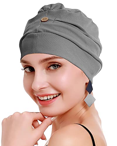 osvyo Cotton Chemo Turbans for Women Cancer Hairloss hat - Cotton Lightweight Headwear Sealed Packaging - color: Cotton Dark Grey