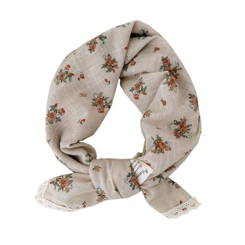 Soft Cotton Like Lace Bandana Headband, Head Wrap, Protective Coverage, Hair Neck Scarf for Women 24 x 24 inch - color: Cas032 - Bouquet B