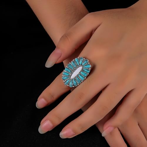 Turquoise Western Rings for Women Adjustable Country Rings Vintage Turquoise Open Ring Western Country Jewelry Gifts - style: Style3