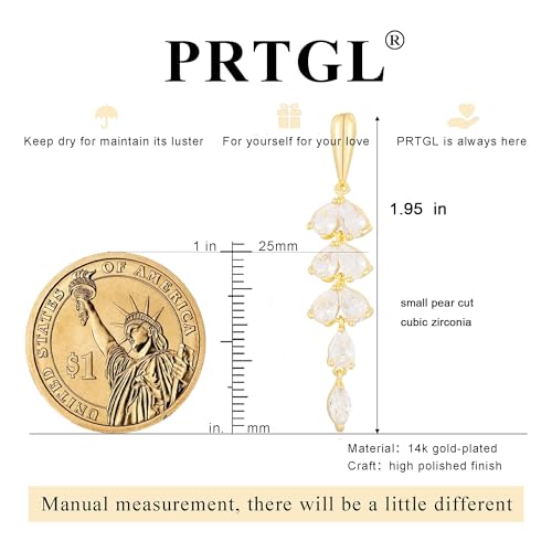 Dangle Earrings for Women - 14K Gold/White Gold/Rose Gold Plated Butterfly Heart Star Hoop Chain Long Tassel Cubic Zirconia CZ Dangle Earrings - color: Gold Leaf Dangle
