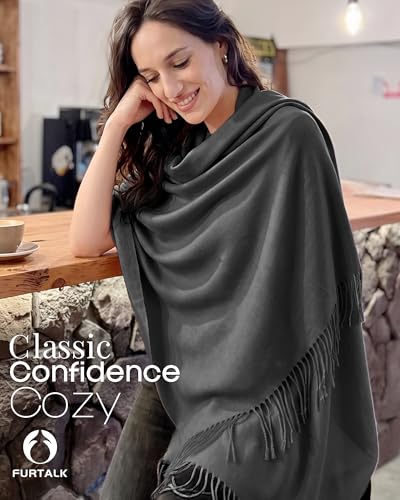 FURTALK Pashmina Shawl Wraps for Women Evening Dresses Blanket Scarves Fashion Scarf Wedding Gifts - color: Grey